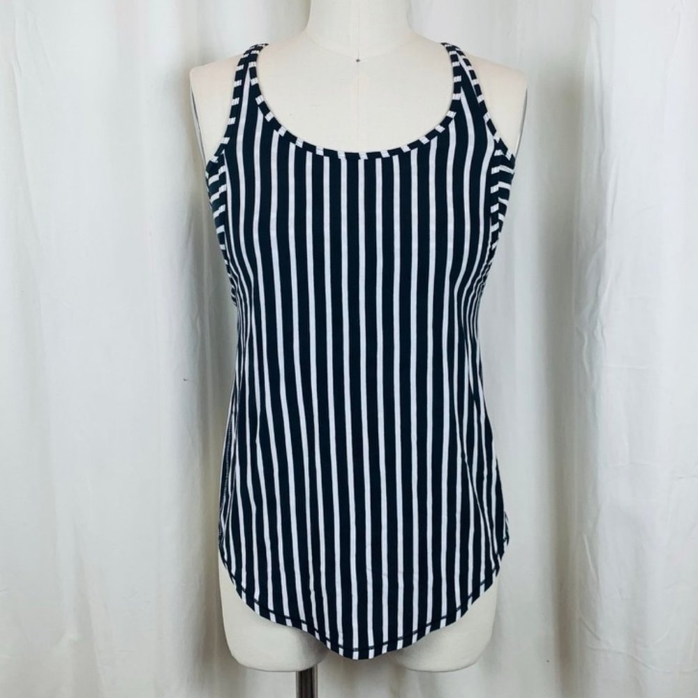 Lululemon Tank Black & White Striped Crossing Back